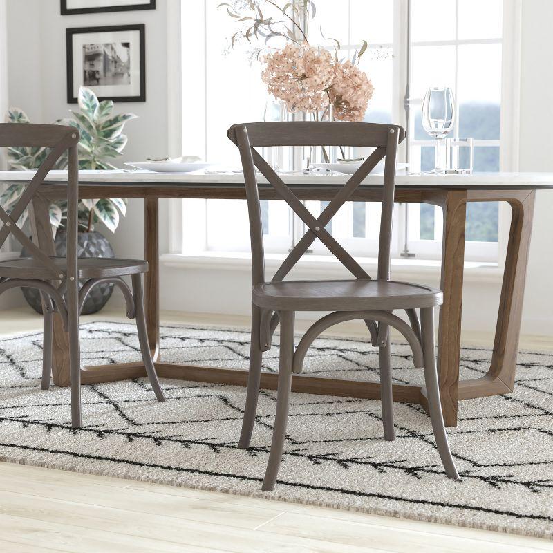 Elegant Gray Elmwood Cross-Back Dining Chair