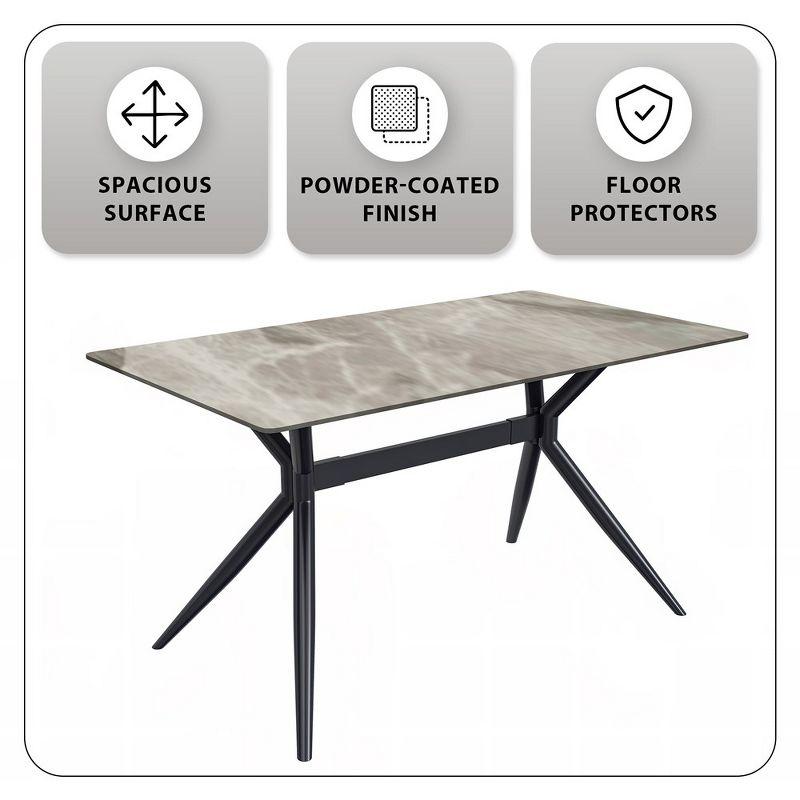 Hokku Designs Senath Modern Dining Table with Sintered Stone Top and Stainless Steel Base