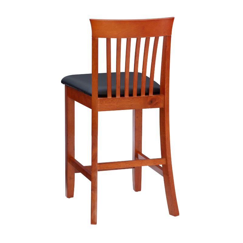 Torino 24" Dark Cherry Wood Counter Stool with Faux Leather Seat