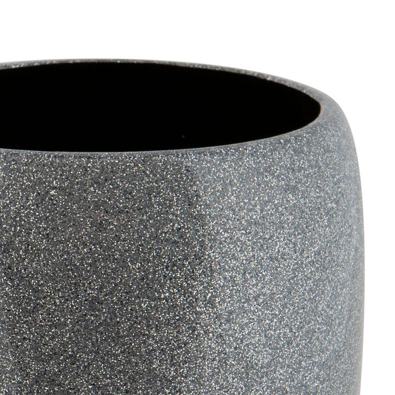 Gray Glitter Polyresin Circular Waste Bin