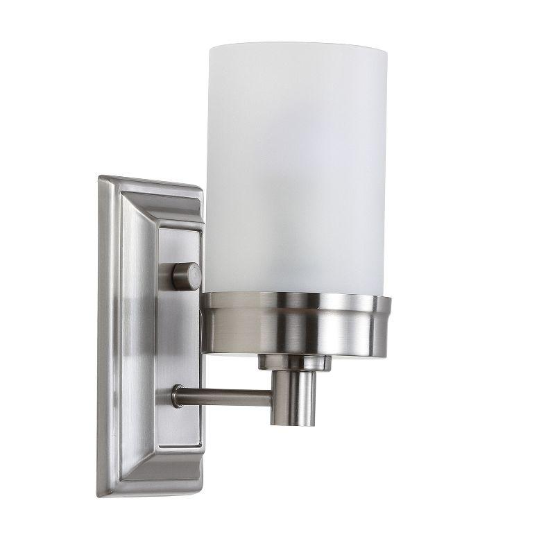 Kelvin Nickel 9.5" Modern Bathroom Sconce with Glass Shade