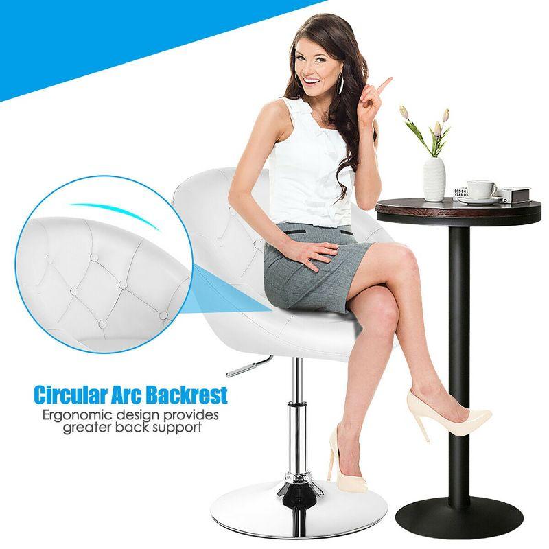 Costway 1PC Adjustable Modern Swivel Round Tufted Back Accent Chair PU Leather White