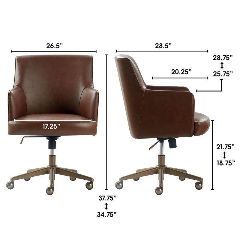 Modern Executive High-Back Swivel Office Chair in Cognac Brown Leather