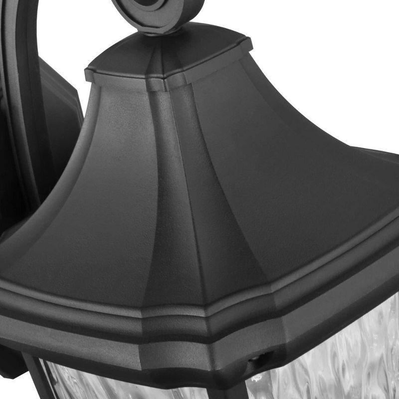 Progress Lighting Marquette 1-Light Outdoor Wall Lantern in Black with Water Glass Shade