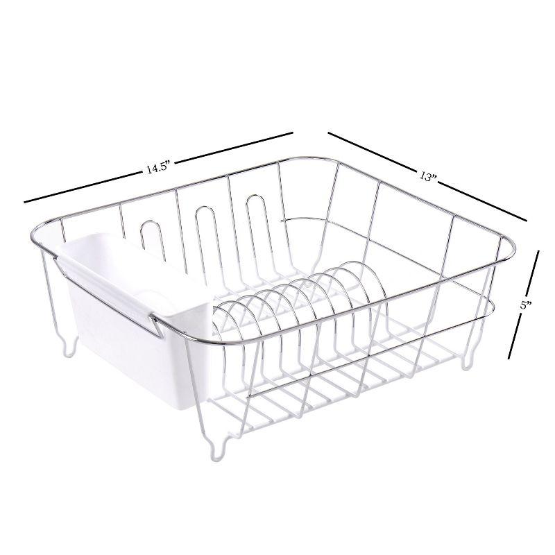 Sweet Home Collection Chrome Plated Steel 2-Piece Compact Dish Drainer with Utensil Caddy