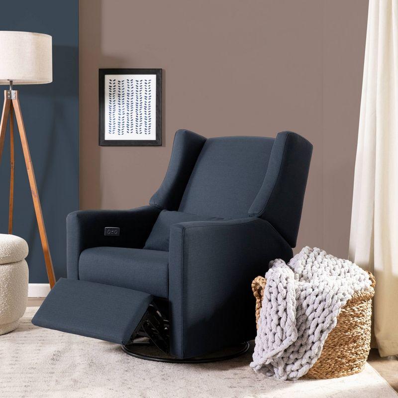 Sustainably Sourced White Linen Swivel Recliner Armchair