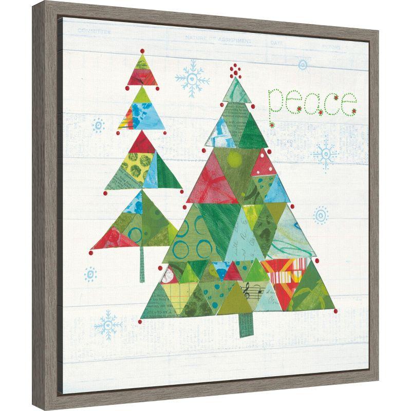 Amanti Art Christmas Patchwork IV (Tree) by Courtney Prahl Canvas Wall Art Print Framed 16 x 16-in.