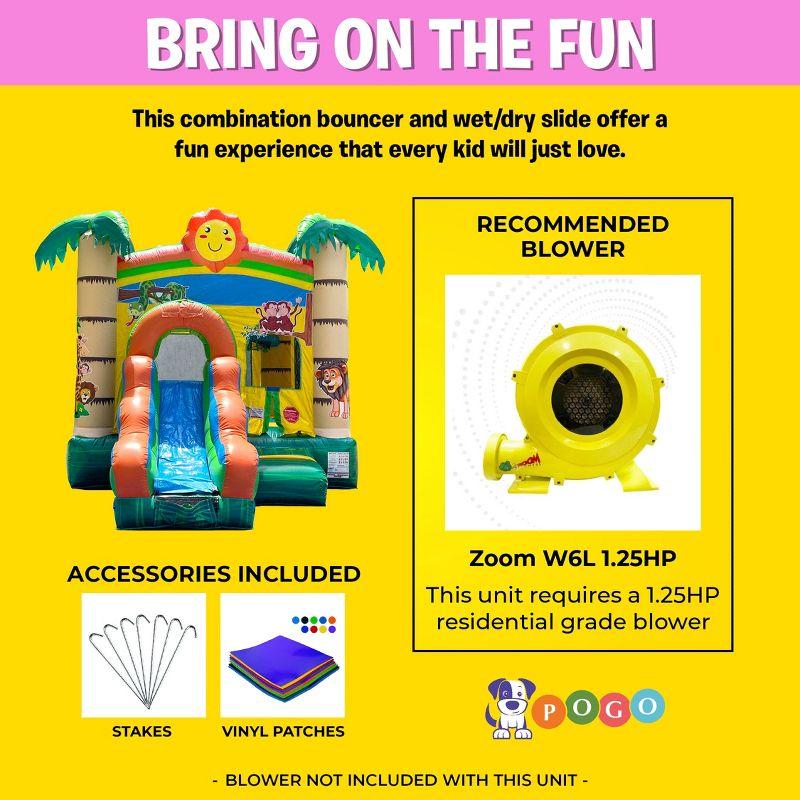 Pogo Bounce House Crossover Bounce House with Slide, Tropical Smiley Face, No Blower