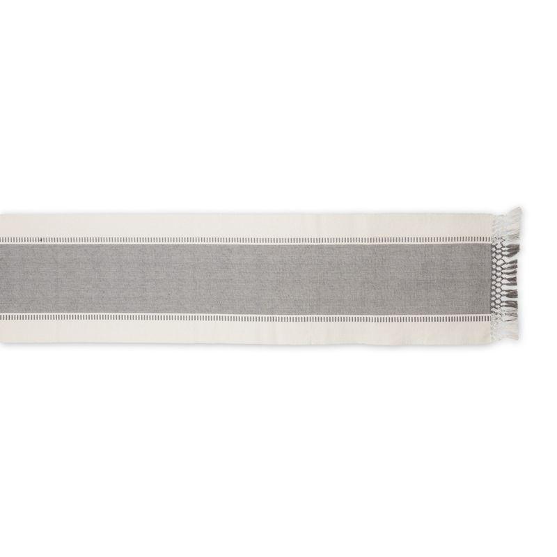 Design Imports  Ribbed Dobby Stripe Table Runner, Cool Gray, 13X72"