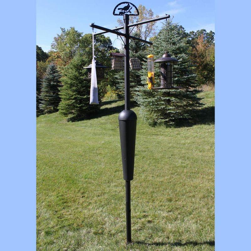 Squirrel Stopper Deluxe Squirrel Proof Pole System, 96 in Tall Wrap-Around Bird Feeder Baffle, Holds up to 8 Feeders, Black