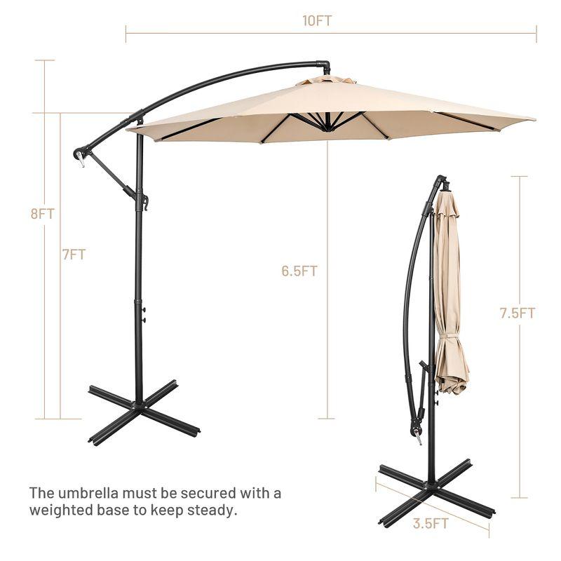 Costway  10 FT Patio Offset Umbrella w/8 Ribs Cross Base Tilt Beige