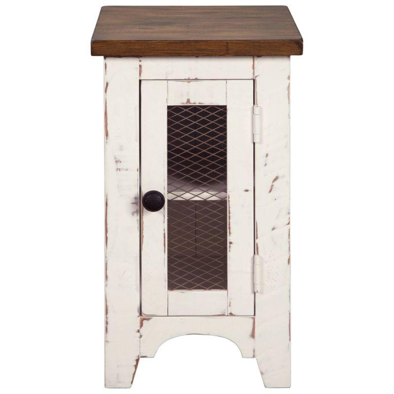 Wystfield Chair Side End Table White/Brown - Signature Design by Ashley: Rustic Storage, Adjustable Shelf