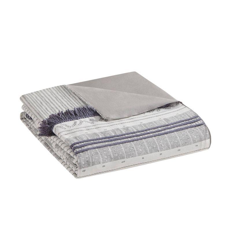 Ink+Ivy 3pc Full/Queen Cody Cotton Duvet Cover Set Gray/Navy: Woven Stripe, Lightweight, OEKO-TEX Certified