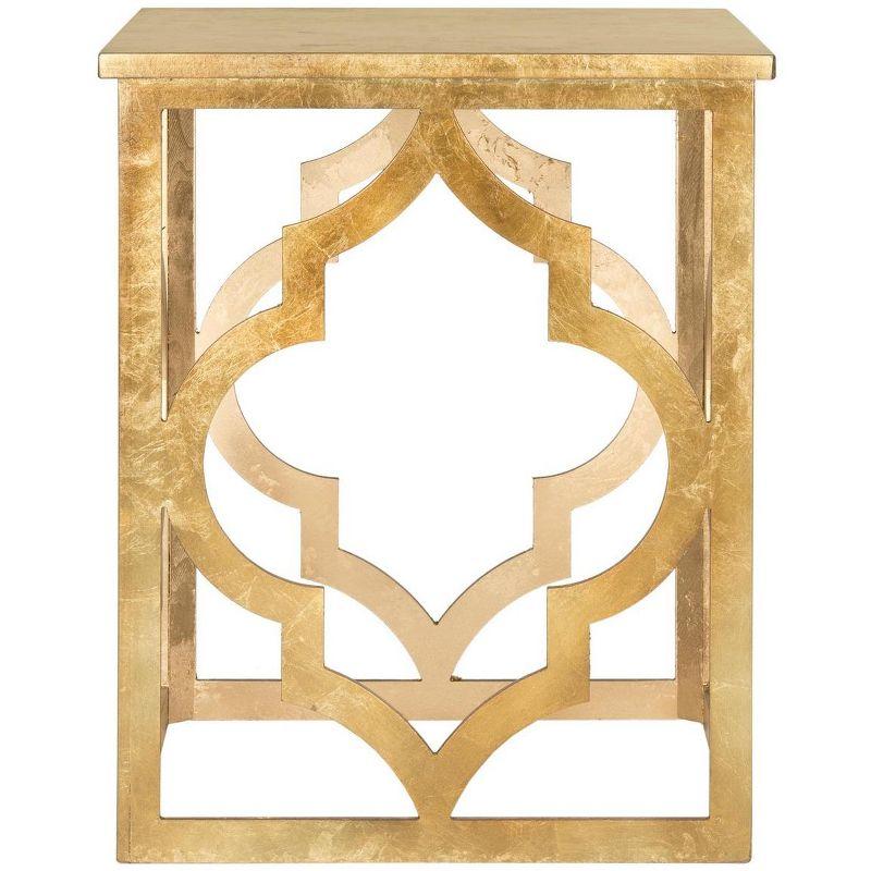 Gold Leaf Latticework Wood Accent Table