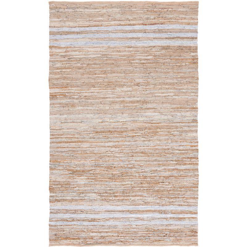 Ivory Cotton and Cowhide Handmade Flat Woven Rug - 3x5 Feet
