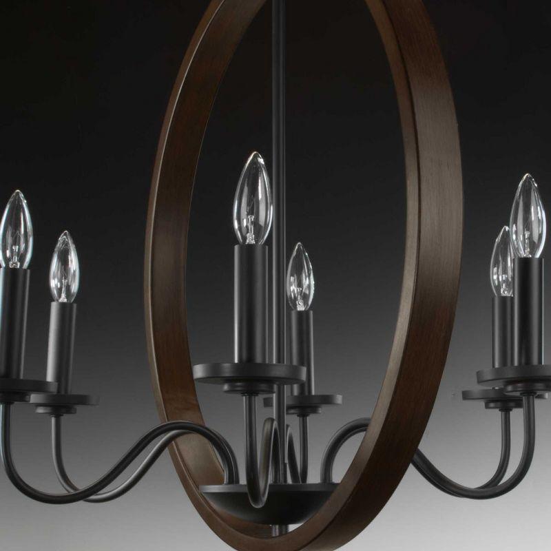 Progress Lighting Fontayne 6-Light Chandelier, Antique Bronze, Candelabra Lights, Steel, Dry Rated, Rustic Farmhouse, Modern Farmhouse, Urban
