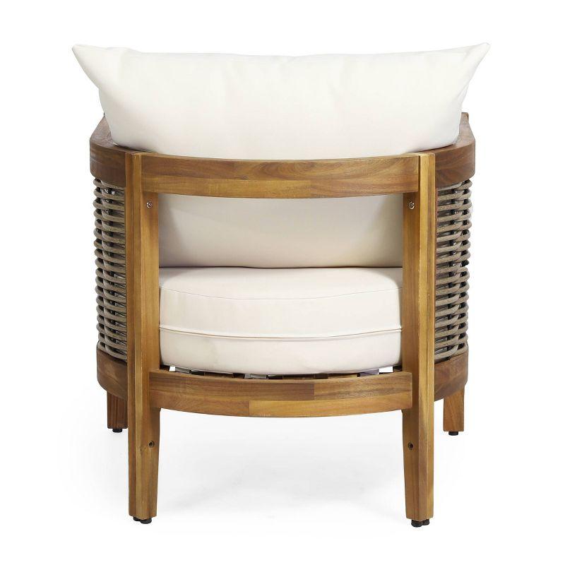 Burchett 2pk Outdoor Acacia Wood Club Chairs with Cushions: Weather-Resistant, UV-Resistant - Christopher Knight Home