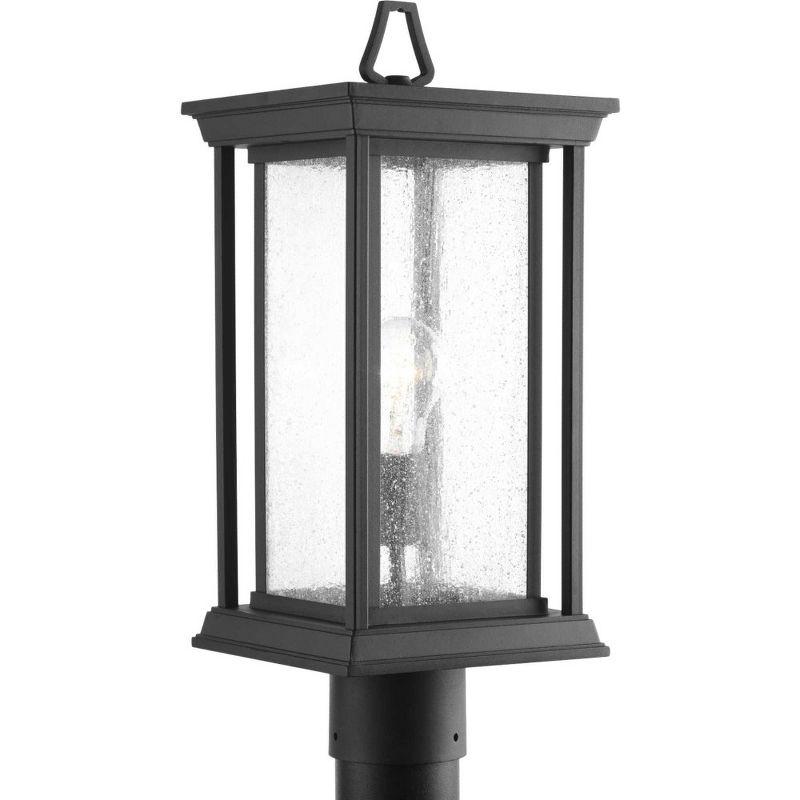 Progress Lighting, Endicott, 1-Light, Post Lantern, Textured Black, Linen Glass Shade