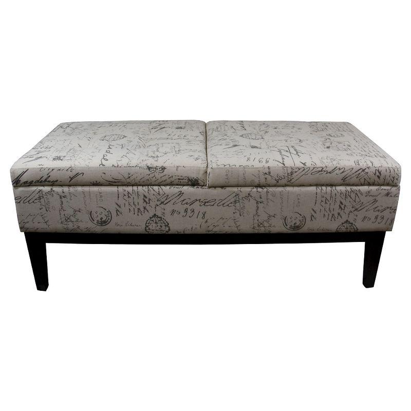 Old World Gray Upholstered Dual Lift Storage Bench