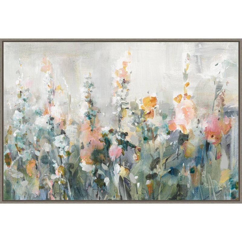 Rustic Garden Abstract Floral Canvas Wall Art with Polystyrene Frame