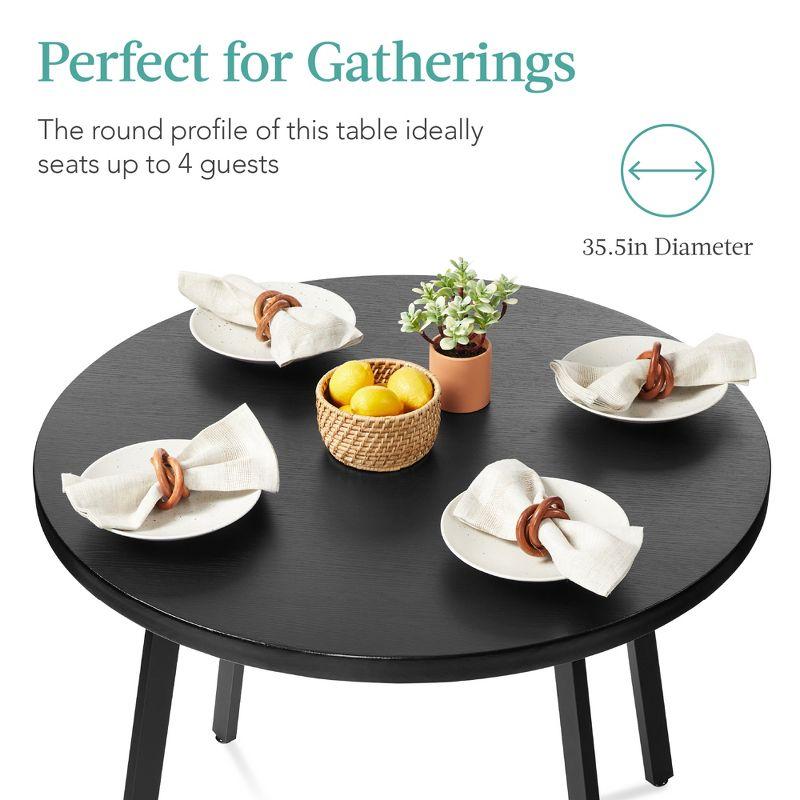 Best Choice Products 35.5in Mid-Century Modern Round Dining Table w/ Steel Legs, Adjustable Feet - Black
