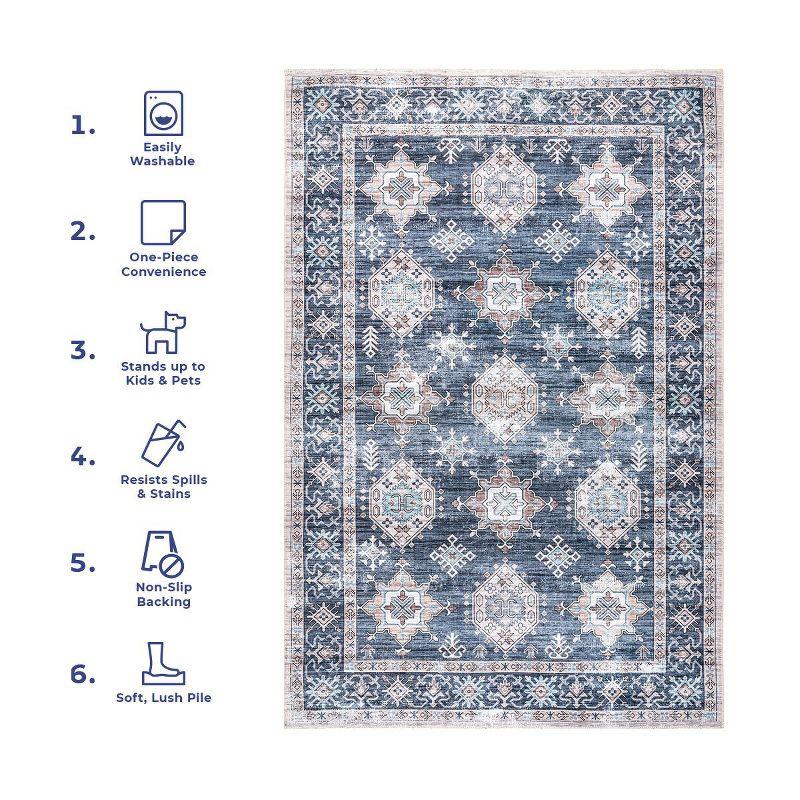 Nuloom Finley Medallion 5x8 Machine Washable Indoor Area Rug for Living Room Bedroom Dining Room Kitchen, Blue/Grey