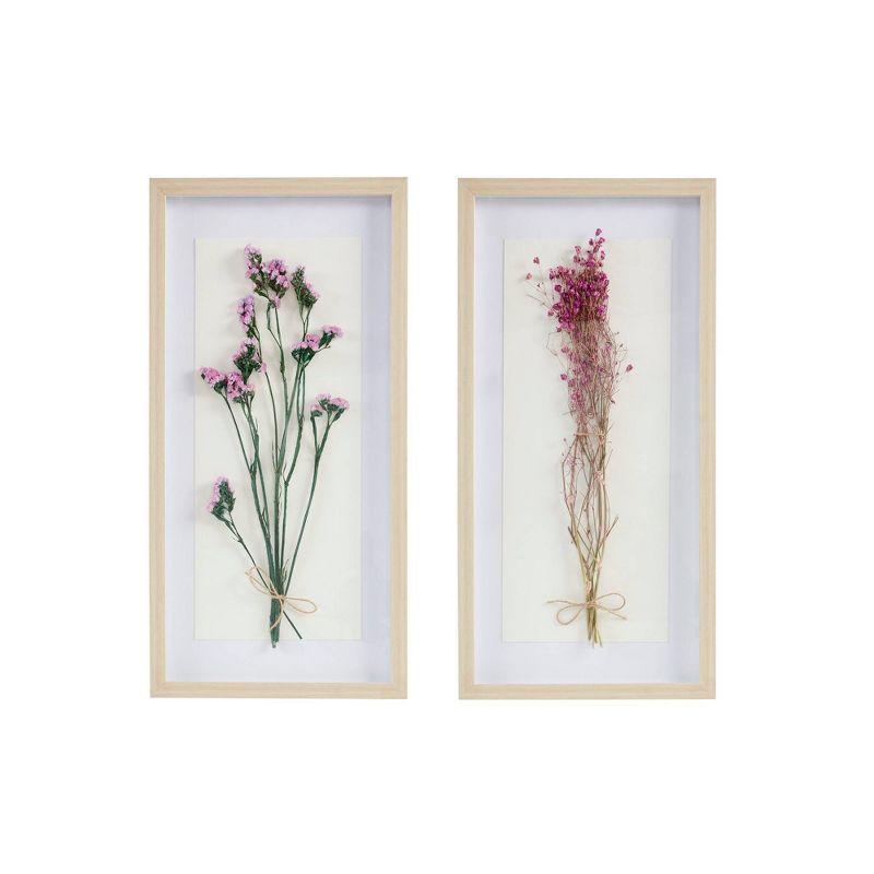 2pc Avant Garden Floral Shadowbox Set Natural - Madison Park: Dried Flower Wall Decor, MDF Frame, Sawtooth Mount
