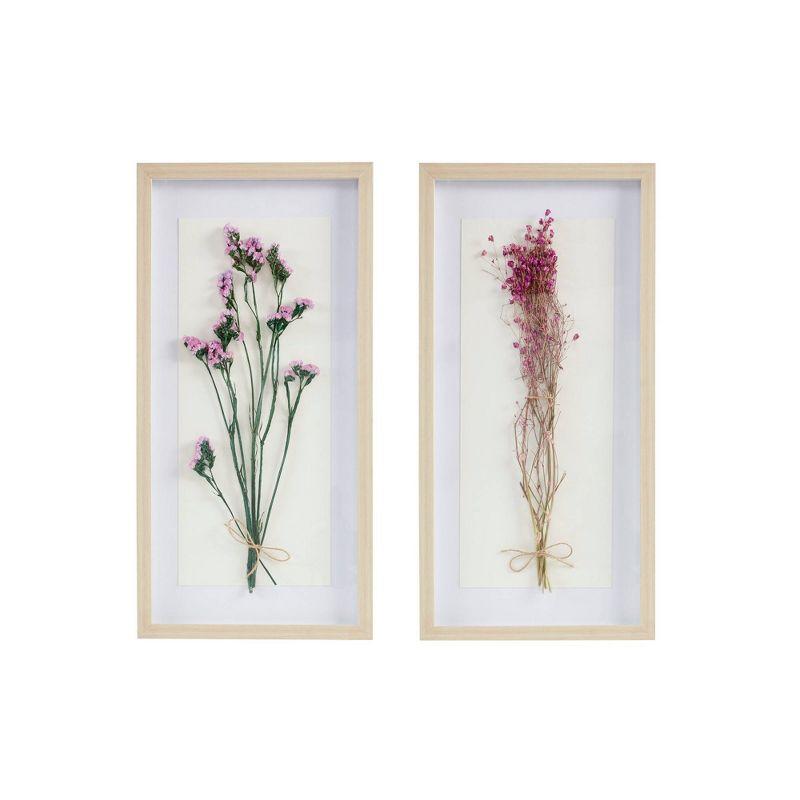 Avant Garden Real Dried Floral Shadowbox Duo in Natural Wood