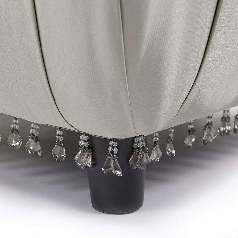 Gracie Pleated Decorative Ottoman Satin, Flint Grey Satin