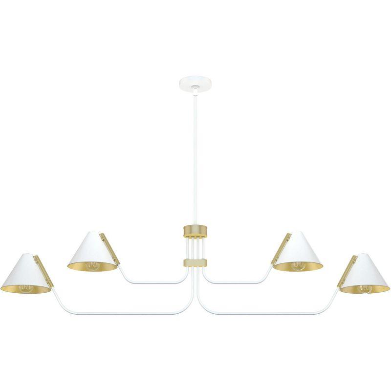 Matte White Mid-Century Inspired 4-Light Geometric Chandelier