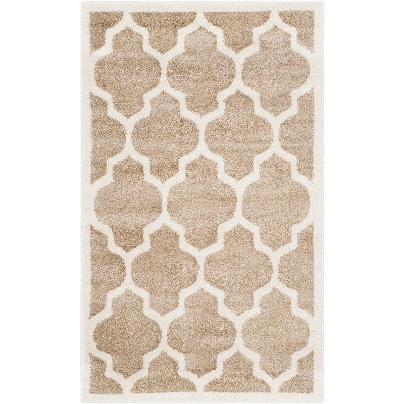 Wheat and Beige Geometric Hand-Knotted Area Rug - Easy Care 3' x 5'