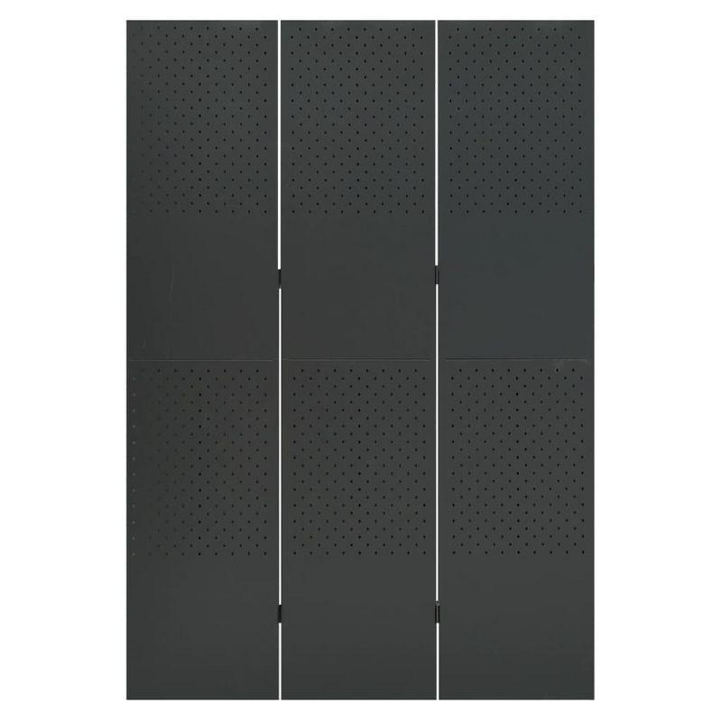 vidaXL Steel Room Divider, 3-Panel, Anthracite - 47.2"x70.9" - Industrial Style - Flexible & Foldable - Privacy Screen for Bedroom, Living Room