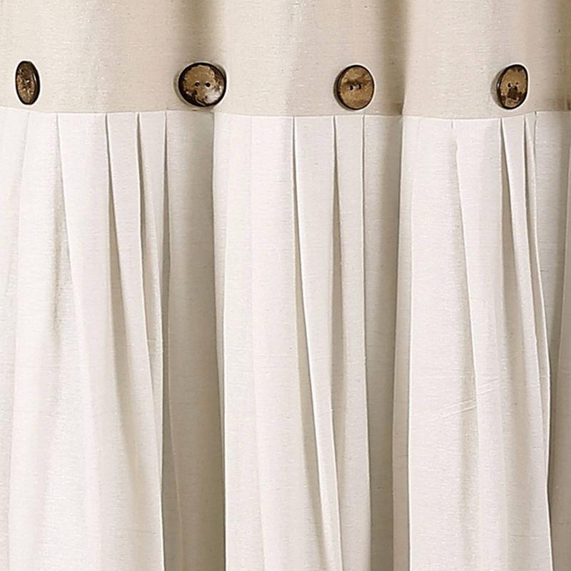 Beige and White Linen Button Shower Curtain with Liner