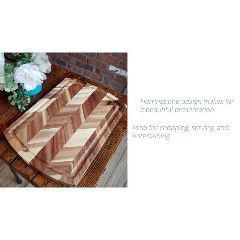 18" x 12" Acacia Herringbone Cutting Board - Lipper International