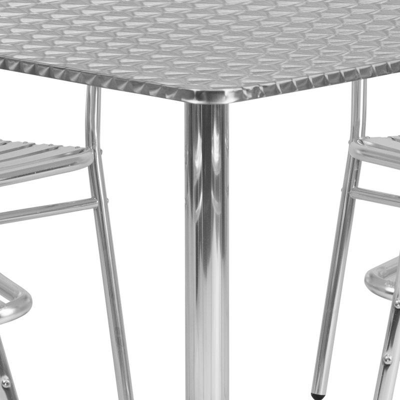 Emma and Oliver 31.5" Square Aluminum Table Set with 4 Slat Back Chairs