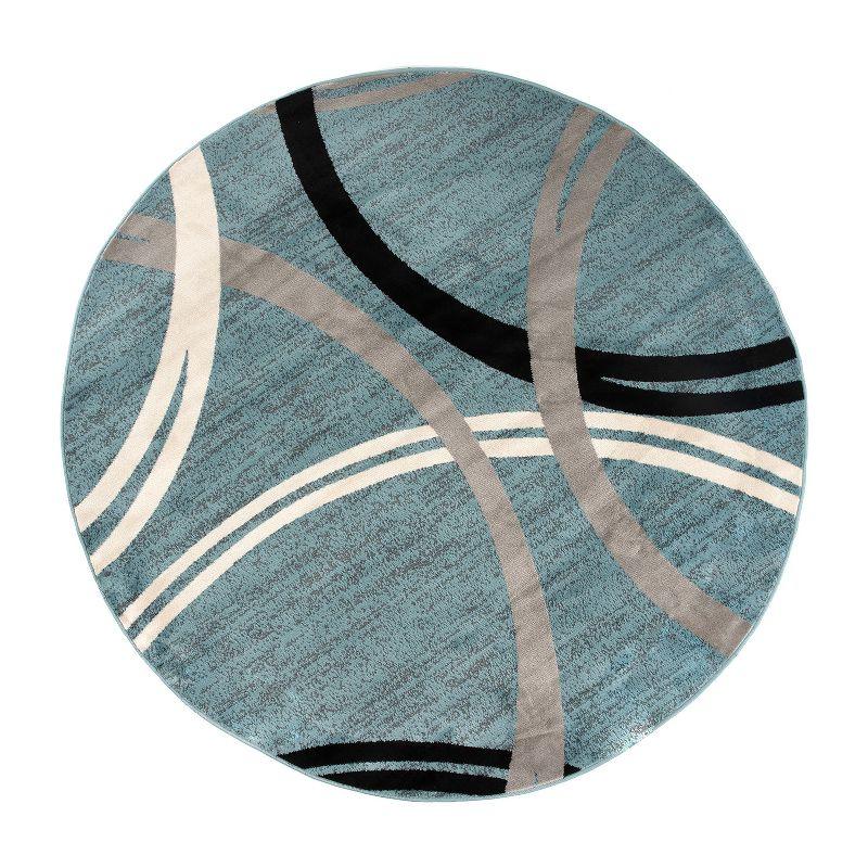 World Rug Gallery Contemporary Abstract Circles Design Area Rug - BLUE 8' Round