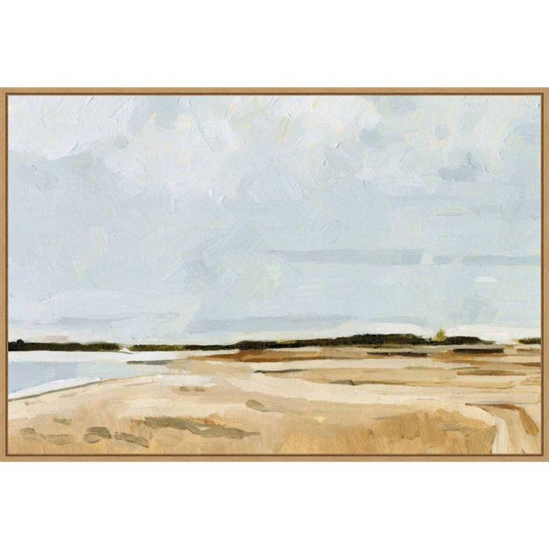 Quiet Coast I Blue and Tan Canvas Landscape Print