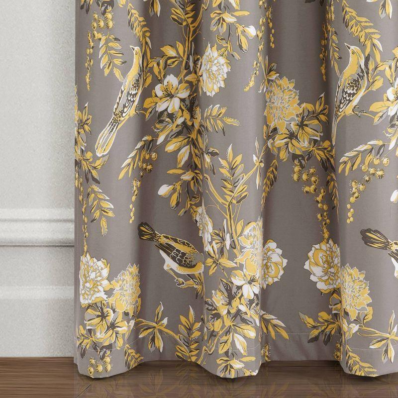 Farmhouse Bird And Flower Polyester Curtain Pair (Set of 2)