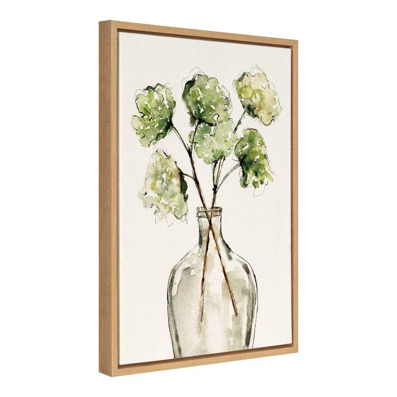 18" x 24" Sylvie Greenery Vase Framed Canvas by Sara Berrenson Natural - Kate & Laurel All Things Decor