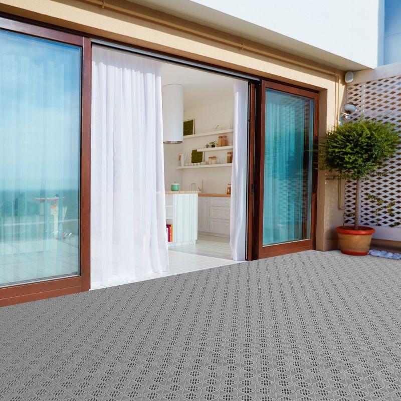 Interlocking 11.5"x11.5" Deck Tiles - Diamond Pattern Outdoor Pavers - Weather + Slip Resistant