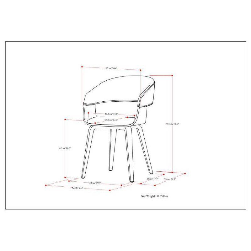 Simpli Home Lowell Bentwood Upholstered Dining Chair with Curved Backrest in Mid-Century Modern Style