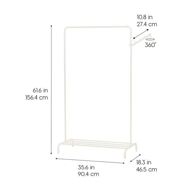 IRIS USA Metal Garment Rack Floor Cloths Rack w/ Shoe Storage Shelf