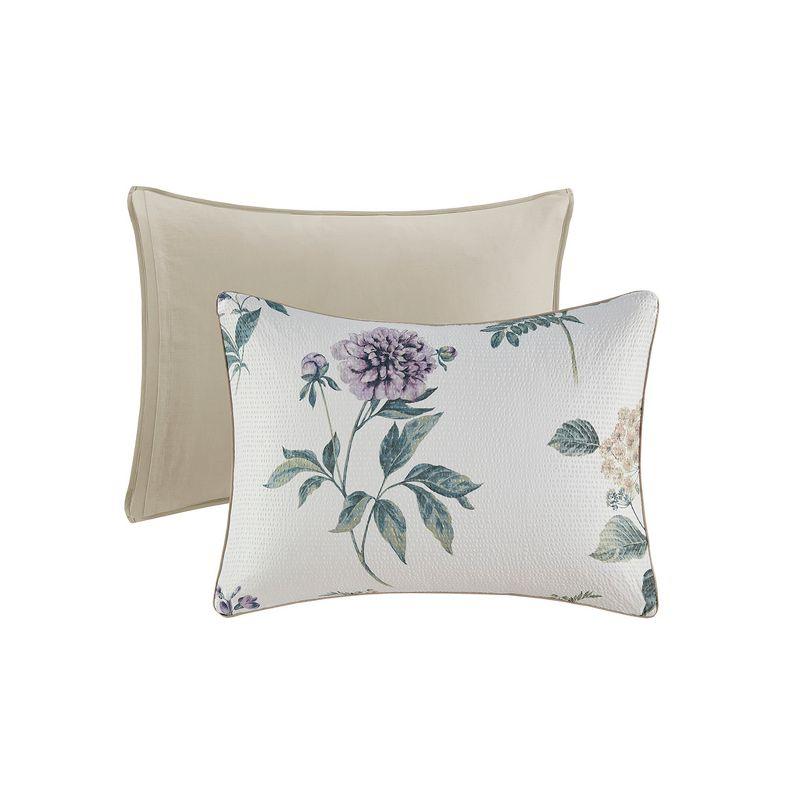 Madison Park Zennia 7 Piece Seersucker Floral Comforter Set with Throw Blanket