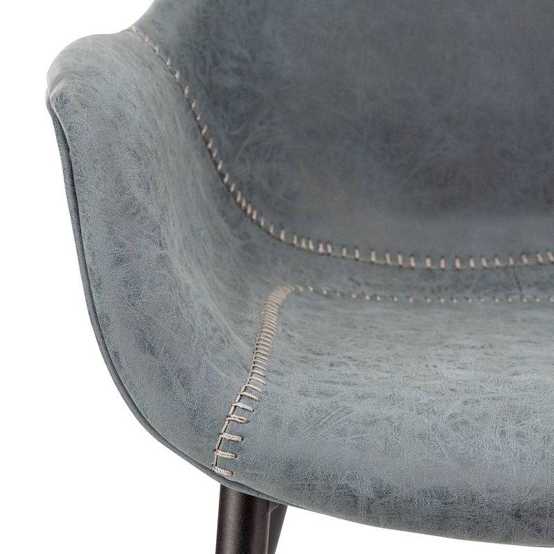 LeisureMod Markley Leather Dining Arm Chair With Metal Legs Set of 4