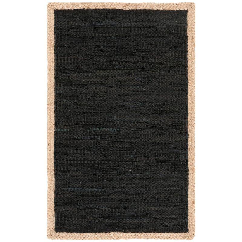 Cape Cod Black and Natural Wool Cotton Area Rug