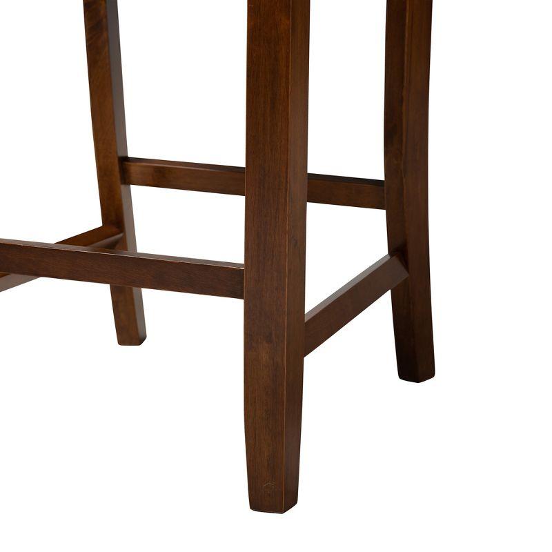 Abigail Walnut Brown Solid Wood Counter Stool with Soft Fabric Upholstery