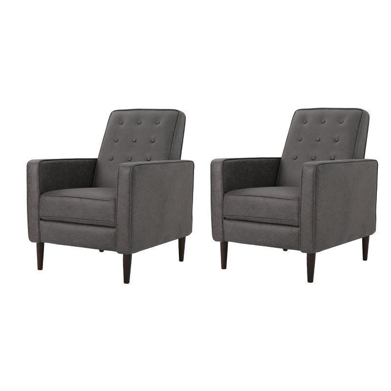 GDFStudio Mason Mid Century Modern Tufted Pushback Recliners (Set of 2), Slate/Microfiber