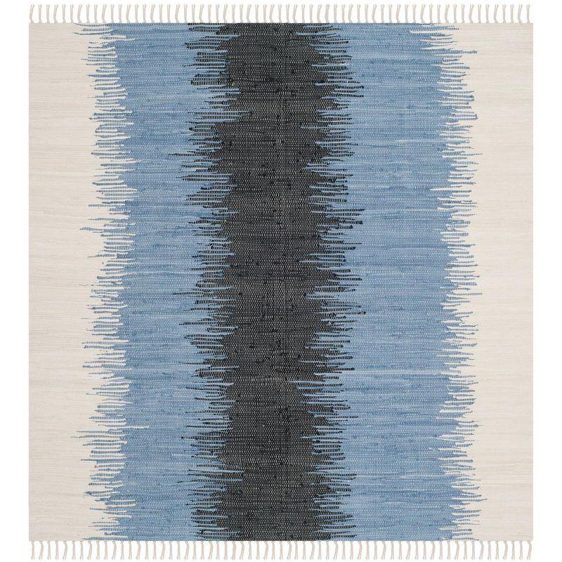 Montauk Black and Blue Handwoven Cotton Area Rug