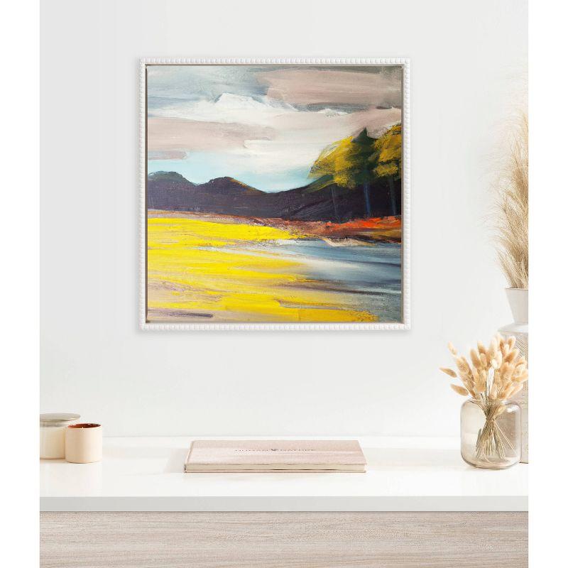 Kate & Laurel All Things Decor 22"x22" Sylvie Beaded Blank Vintage Framed Canvas Wall Art White: Modern Transitional Style