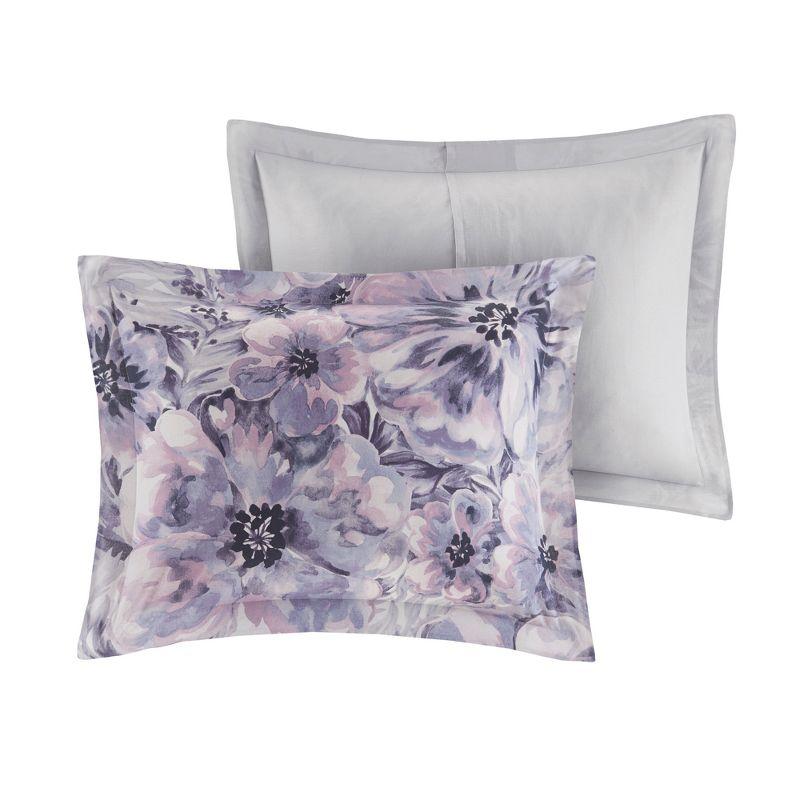 Purple Floral Cotton Queen 7-Piece Comforter Set